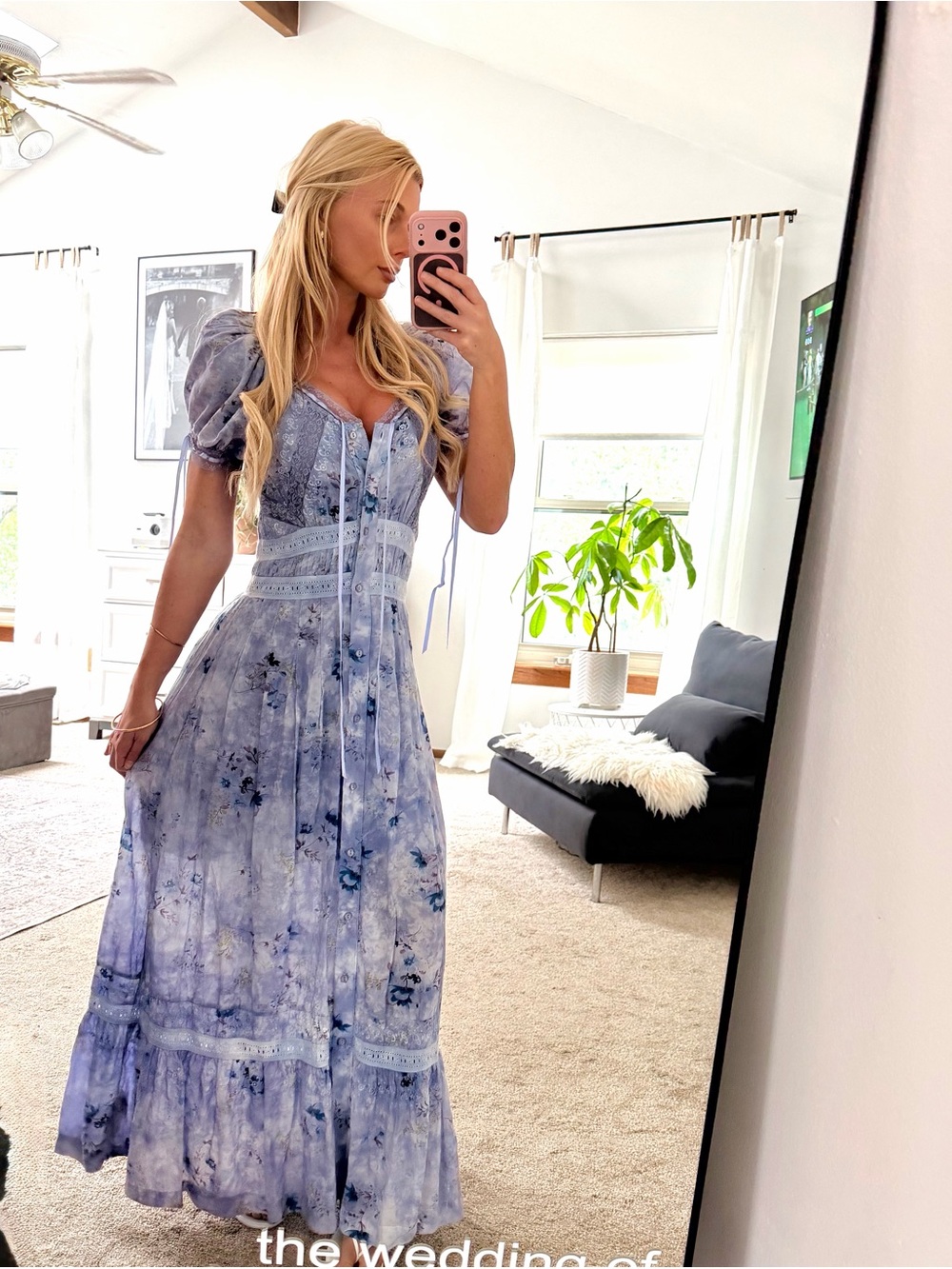 Anthropologie Lavender Floral Puff-Sleeve Maxi Dress —Cottage Prairie Romantic S - Picture 5 of 10
